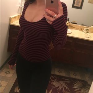 Stripped off the shoulder thong bodysuit